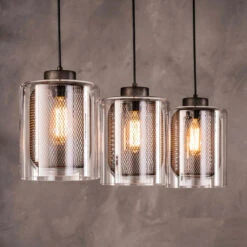 3-lichts Hanglamp Metaal Met Glas