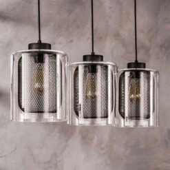 Meubelverkoop -Meubelverkoop 3 lichts hanglamp metaal met glas santa irma 02