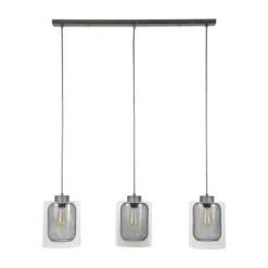 3-lichts Hanglamp Metaal Met Glas -Meubelverkoop 3 lichts hanglamp metaal met glas santa irma 03