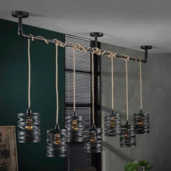 Meubelverkoop -Meubelverkoop 7 delige metalen hanglamp roop grey santa 03