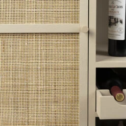 Beige Wijnkast Met Rotan -Meubelverkoop beige wijnkast met rotan amaya bodio 06