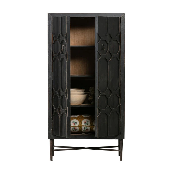 BePureHome Vintage Wandkast Zwart Hout - Afbeelding 4