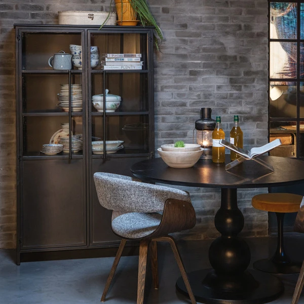 BePureHome Zwarte Vitrinekast Van Metaal 4 BePureHome Zwarte Vitrinekast Van Metaal - Afbeelding 2