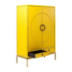 Gele Design Kast Met Goud -Meubelverkoop bewerkt kare 82772 03