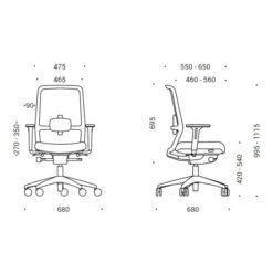 Ergonomische Thuiswerk Bureaustoel NEN 1335 -Meubelverkoop bodio wave afmetingen