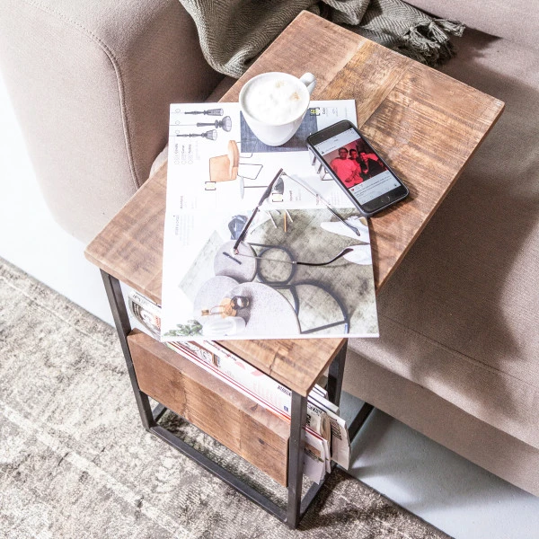 Bijzettafel Mangohout En Metaal 5 Bijzettafel Mangohout En Metaal - Afbeelding 3