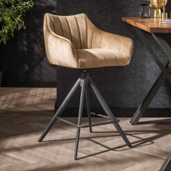 Velvet Barkruk Draaibaar -Meubelverkoop champagne velvet barkruk draaibaar cinema giani 03 1