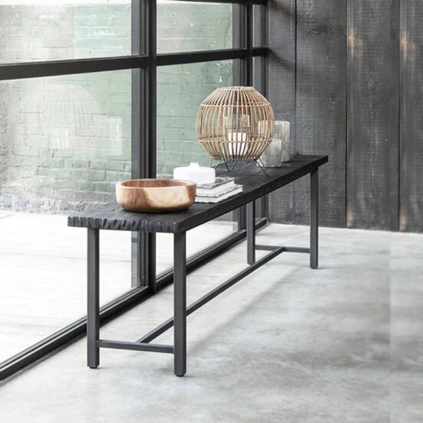 Eetkamerbank Zwart Teakhout 4 Eetkamerbank Zwart Teakhout - Afbeelding 2