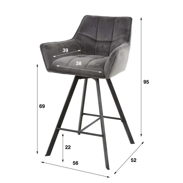 Draaibare Barkruk Met Armleuningen 8 Draaibare Barkruk Met Armleuningen - Afbeelding 6