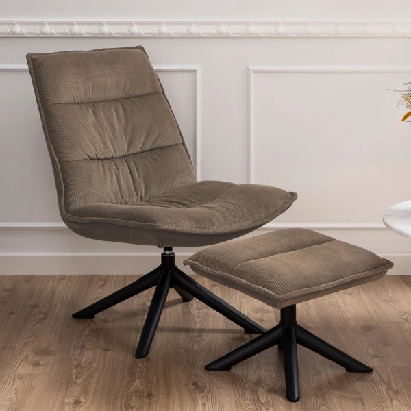 Draaibare Fauteuil Met Voetenbankje 3 Draaibare Fauteuil Met Voetenbankje