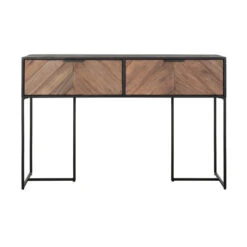 Sidetable Zwart Met Visgraat Patroon -Meubelverkoop dtp home criss cross sidetable zwart met visgraat patroon 01