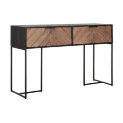 Sidetable Zwart Met Visgraat Patroon -Meubelverkoop dtp home criss cross sidetable zwart met visgraat patroon 02