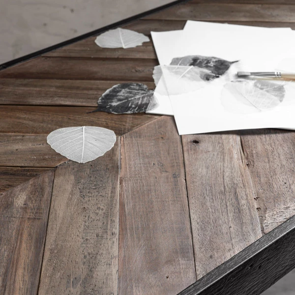 Visgraat Bureau Met Zwart Teak 8 Visgraat Bureau Met Zwart Teak - Afbeelding 6