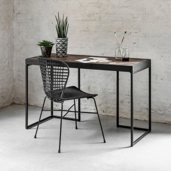Visgraat Bureau Met Zwart Teak 7 Visgraat Bureau Met Zwart Teak - Afbeelding 5