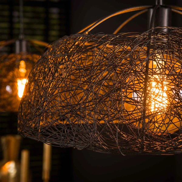 Dubbele Hanglamp Zwart Staaldraad 6 Dubbele Hanglamp Zwart Staaldraad - Afbeelding 4
