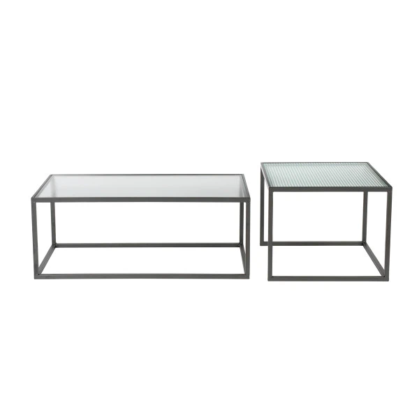 Ribbelglas Salontafel Set 4 Ribbelglas Salontafel Set - Afbeelding 2