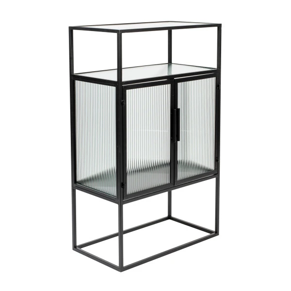 Ribbelglas Kastje Zwart Staal 5 Ribbelglas Kastje Zwart Staal - Afbeelding 3