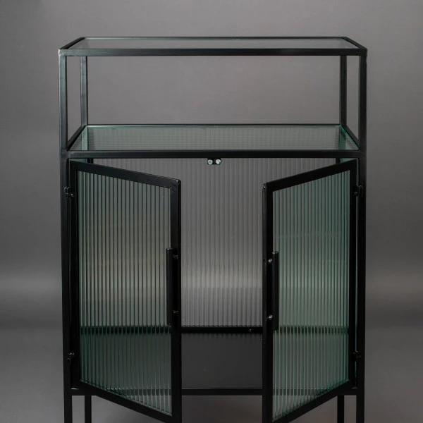 Ribbelglas Kastje Zwart Staal 7 Ribbelglas Kastje Zwart Staal - Afbeelding 5