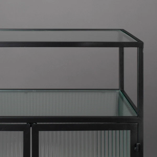 Ribbelglas Kastje Zwart Staal 6 Ribbelglas Kastje Zwart Staal - Afbeelding 4