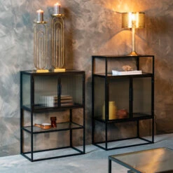 Ribbelglas Kastje Zwart Staal 20 Ribbelglas Kastje Zwart Staal -Meubelverkoop dutchbone boli ribbelglas wandkastje 009