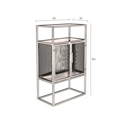 Ribbelglas Kastje Zwart Staal 21 Ribbelglas Kastje Zwart Staal -Meubelverkoop dutchbone boli ribbelglas wandkastje 010