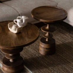 Ronde Salontafel Walnoot -Meubelverkoop dutchbone cath walnut ronde salontafel walnoot 06