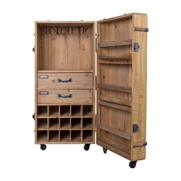 Houten Wijnkast Op Wielen 7 Houten Wijnkast Op Wielen - Afbeelding 5