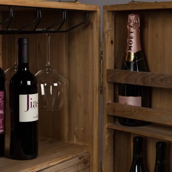 Houten Wijnkast Op Wielen 8 Houten Wijnkast Op Wielen - Afbeelding 6