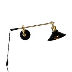 Wandlamp Goud En Zwart -Meubelverkoop dutchbone penelope wandlamp goud en zwart 01