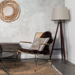 Driepoot Stalamp Hout Katoen -Meubelverkoop dutchbone rif driepoot stalamp hout katoen 06