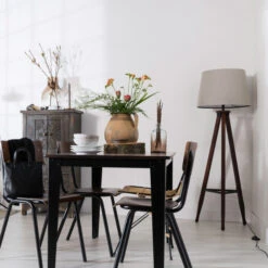 Driepoot Stalamp Hout Katoen -Meubelverkoop dutchbone rif driepoot stalamp hout katoen 07