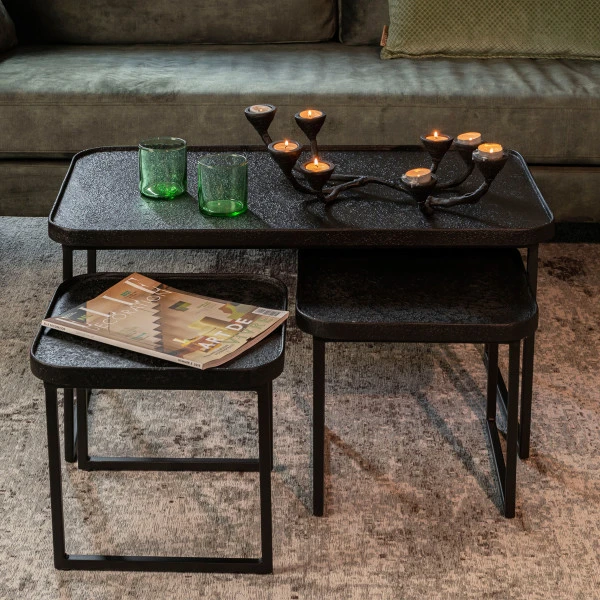 Zwarte Salontafelset Rechthoekig 4 Zwarte Salontafelset Rechthoekig - Afbeelding 2