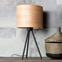 Tafellamp Met Houten Kap