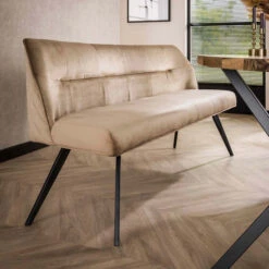 Eetkamerbank Velours Met Ruitstiksel -Meubelverkoop eetkamerbank velours met ruitstiksel champagne pull giani 01 1