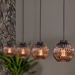 Eettafel Hanglamp Geribbeld Glas