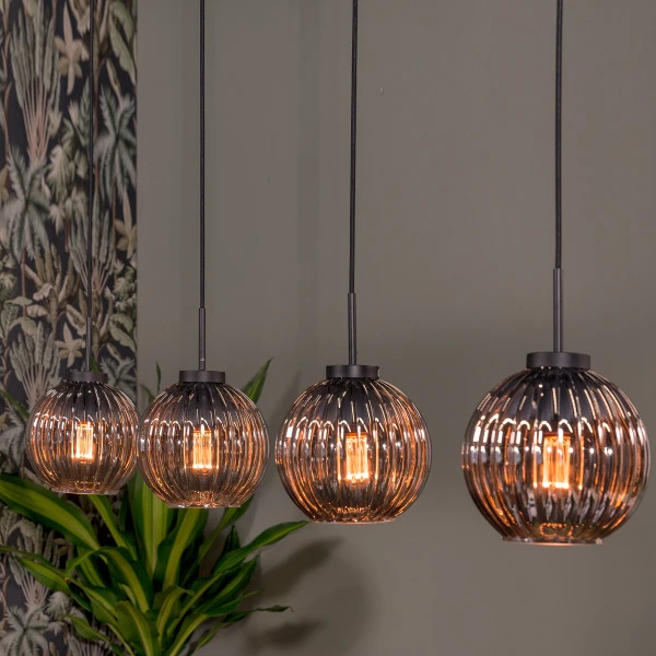 Eettafel Hanglamp Geribbeld Glas 3 Eettafel Hanglamp Geribbeld Glas