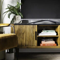 Retro Tv-meubel Mangohout Marmer 125 Cm -Meubelverkoop eleonora carter retro tv meubel mangohout 125 cm 01