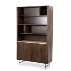 Vakkenkast Donker Hout Met Travertin Blad -Meubelverkoop eleonora lio vakkenkast donker hout met travertin blad 02