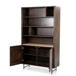 Vakkenkast Donker Hout Met Travertin Blad -Meubelverkoop eleonora lio vakkenkast donker hout met travertin blad 03