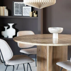 Ronde Eettafel Met Travertin Blad -Meubelverkoop eleonora sara ronde eettafel met travertin blad 0