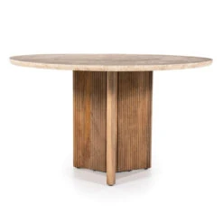 Ronde Eettafel Met Travertin Blad -Meubelverkoop eleonora sara ronde eettafel met travertin blad 01