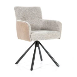 Draaibare Eetkamerstoel Beige Boucle -Meubelverkoop eleonora stef draaibare eetkamerstoel beige boucle 04