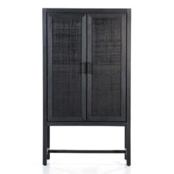 Zwarte Kast Met Rotan Webbing -Meubelverkoop eleonora vic zwarte kast met rotan webbing 01