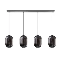 Hanglamp Zwart Met Ribbelglas