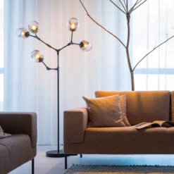 Zwarte Vloerlamp Met Rookglas