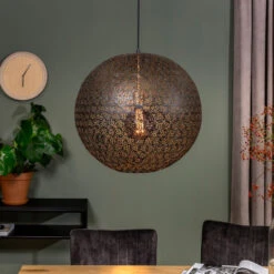 Grote Ronde Hanglamp Zwart Gaas -Meubelverkoop grote ronde hanglamp zwart gaas meshy bodio 01 2