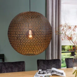 Grote Ronde Hanglamp Zwart Gaas