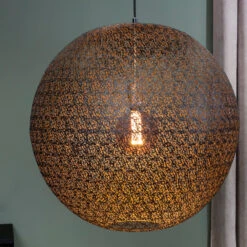Grote Ronde Hanglamp Zwart Gaas -Meubelverkoop grote ronde hanglamp zwart gaas meshy bodio 04 2
