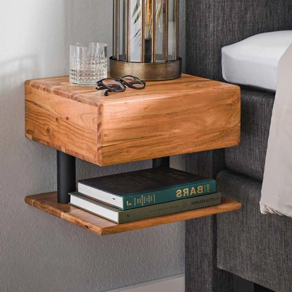 Hangend Nachtkastje Acacia Hout 3 Hangend Nachtkastje Acacia Hout