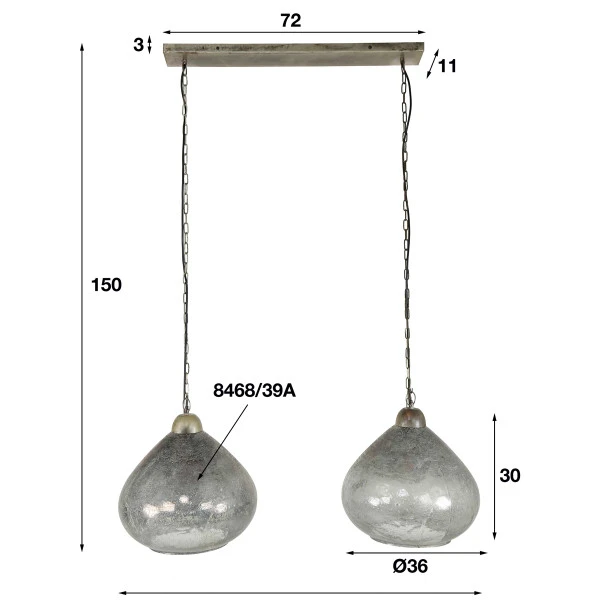 Hanglamp 2L Stoneglass 8 Hanglamp 2L Stoneglass - Afbeelding 6